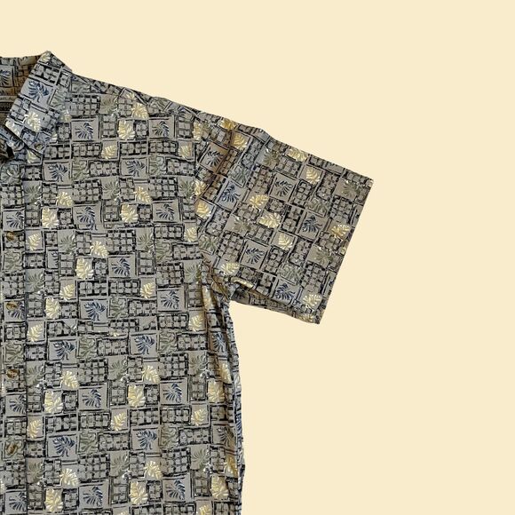 90s patterned mens shirt by Michael Austin, size L, mens tropical button down - Picture 7 of 10